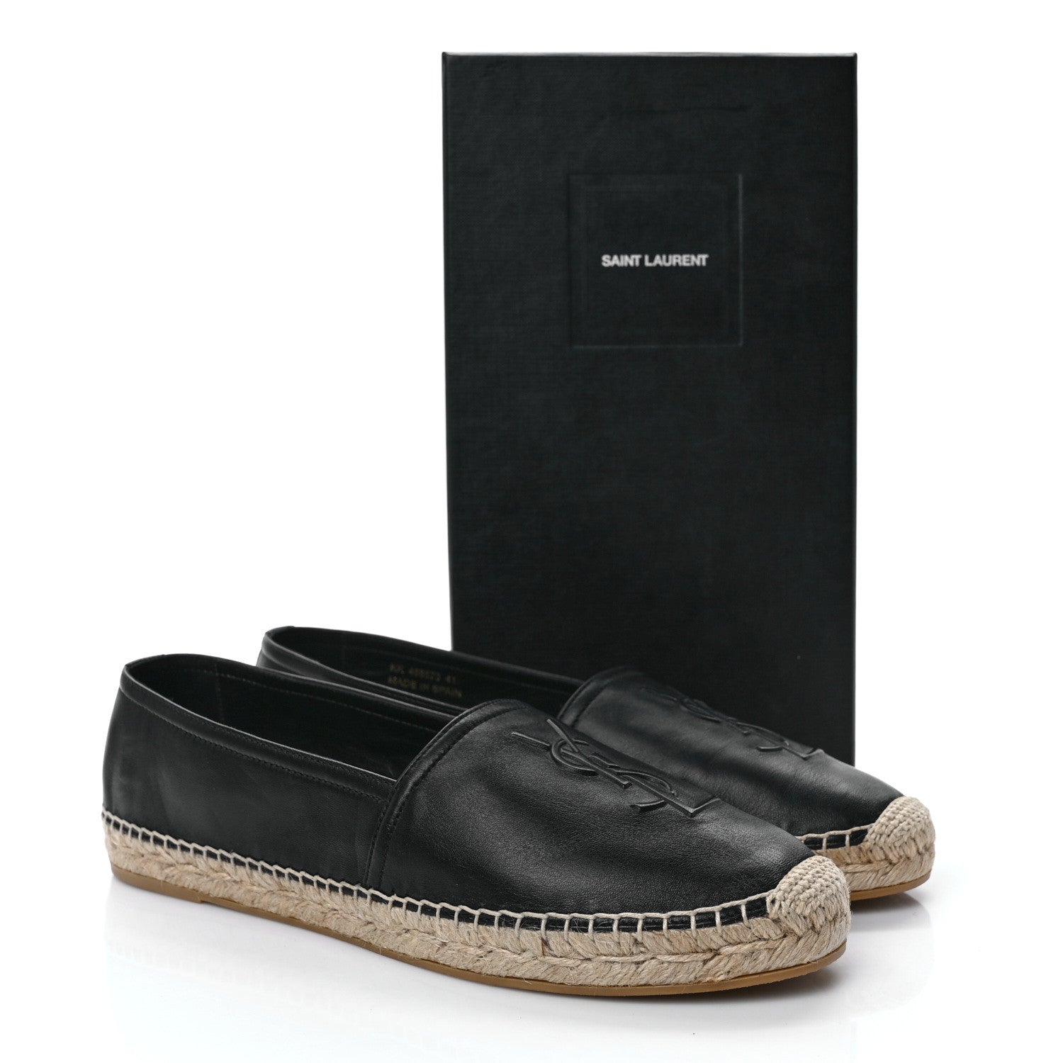 Saint Laurent Lambskin Monogram Espadrilles 41 Black 9 of 9