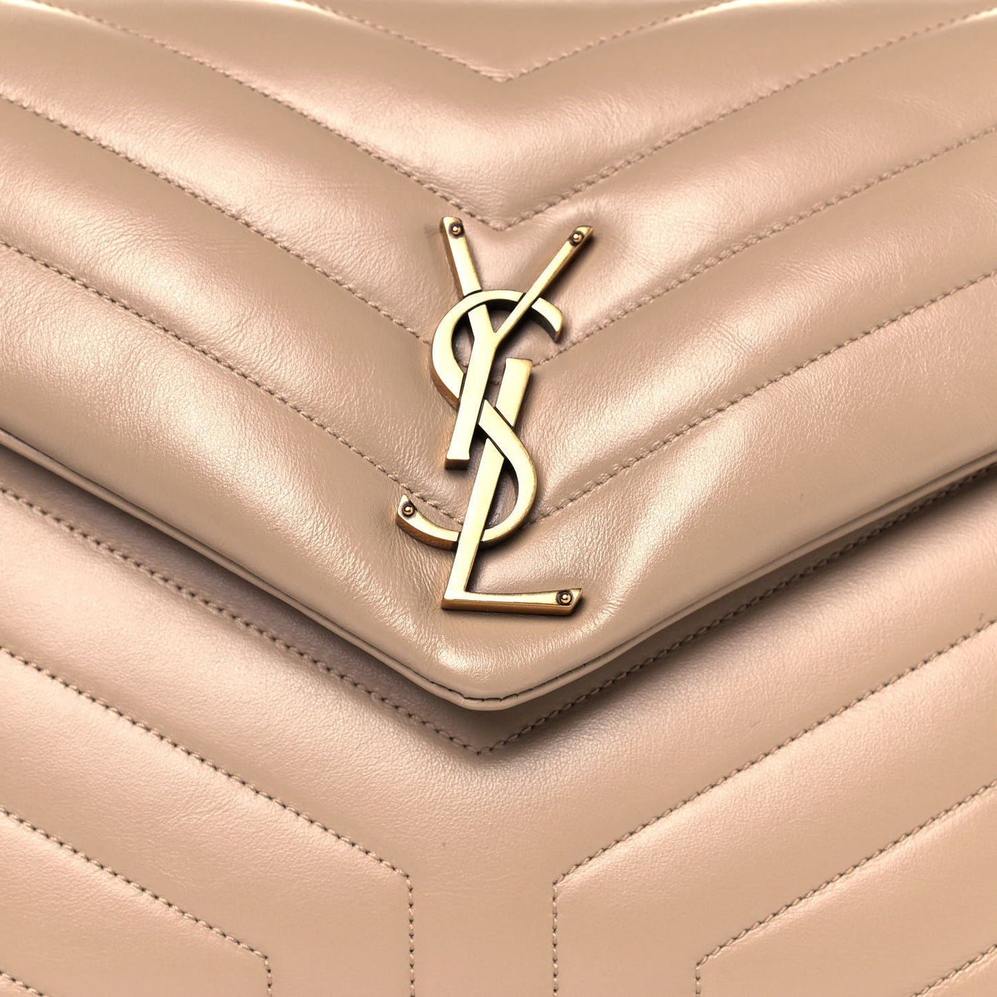 Calfskin Y Quilted Monogram Medium Loulou Chain Satchel Dark Beige