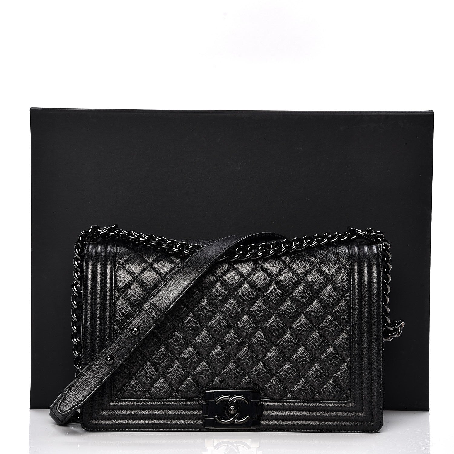 Chanel Caviar Quilted New Medium Boy Flap So Black 8 of 9