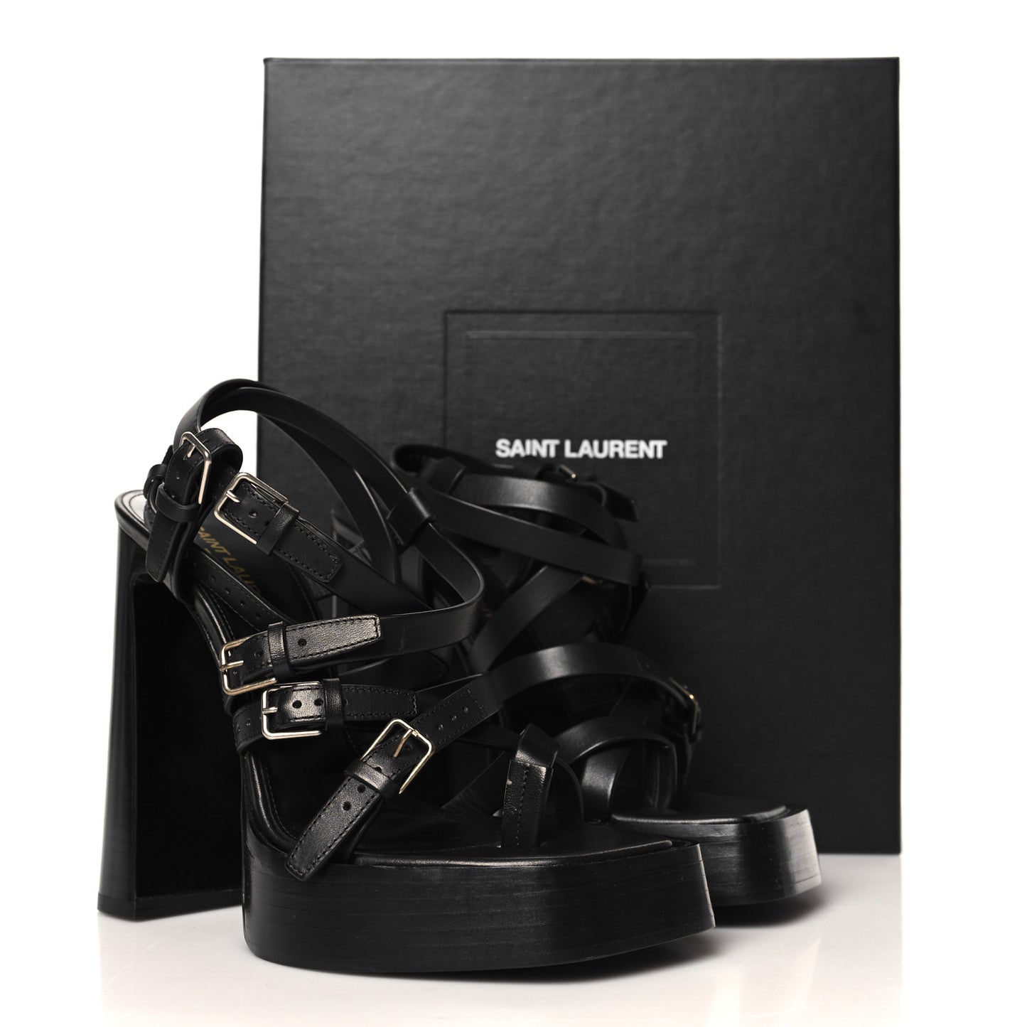 Calfskin Platz Platform Sandals 38 Black