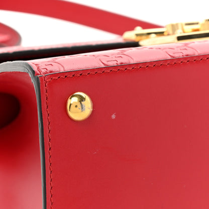 Gucci Guccissima Signature Small Padlock Top Handle Bag Hibiscus Red 14 of 19