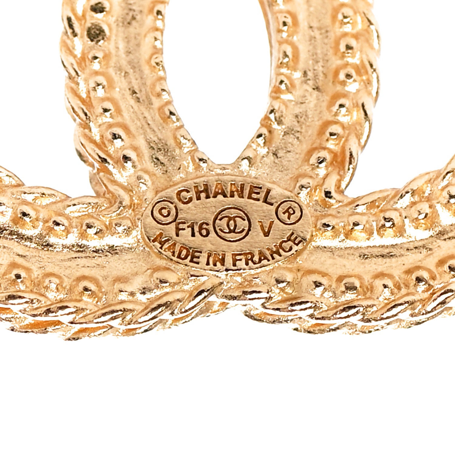 Chanel CC Drop Earrings Matte Gold 4 of 5
