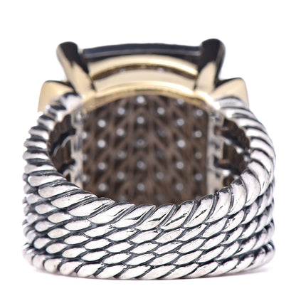 David Yurman Sterling Silver 18K Yellow Gold Diamond 20mm Wheaton Ring 55 7.25 4 of 5