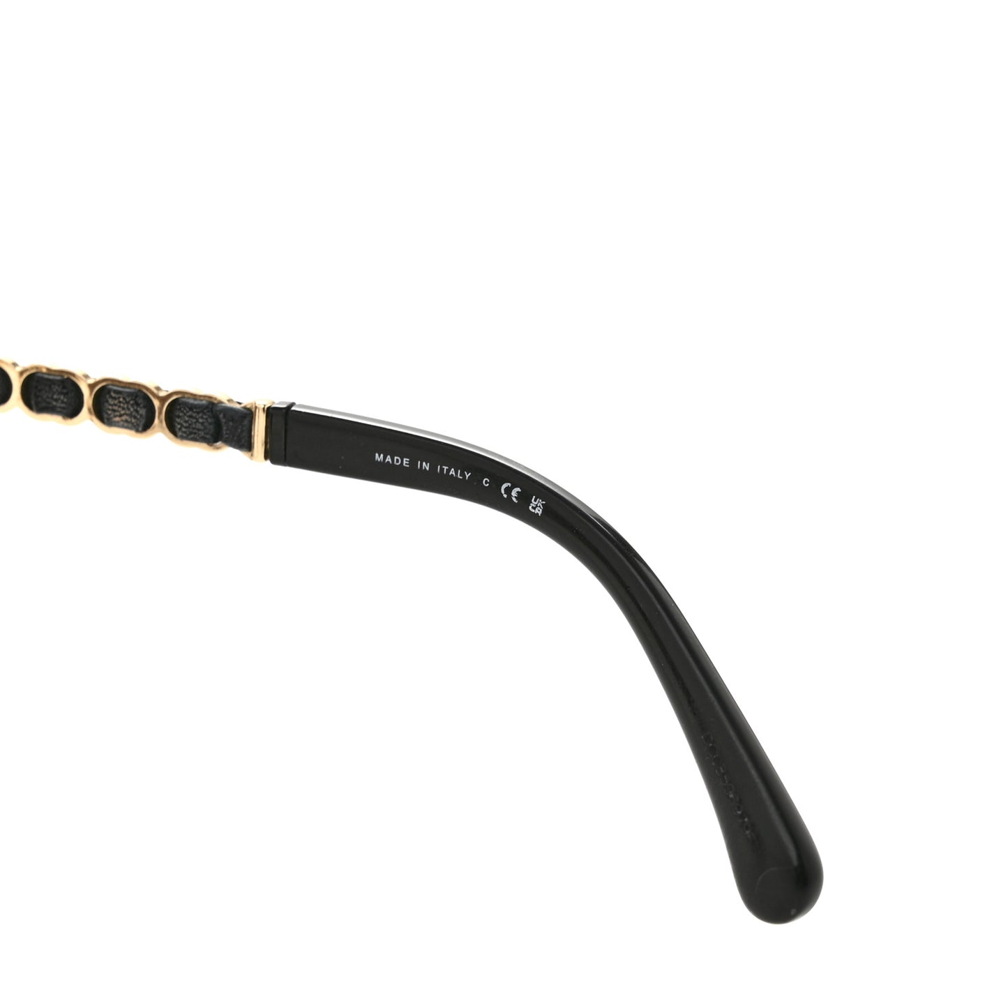 Metal Calfskin Round Chain Sunglasses 4265-Q Black