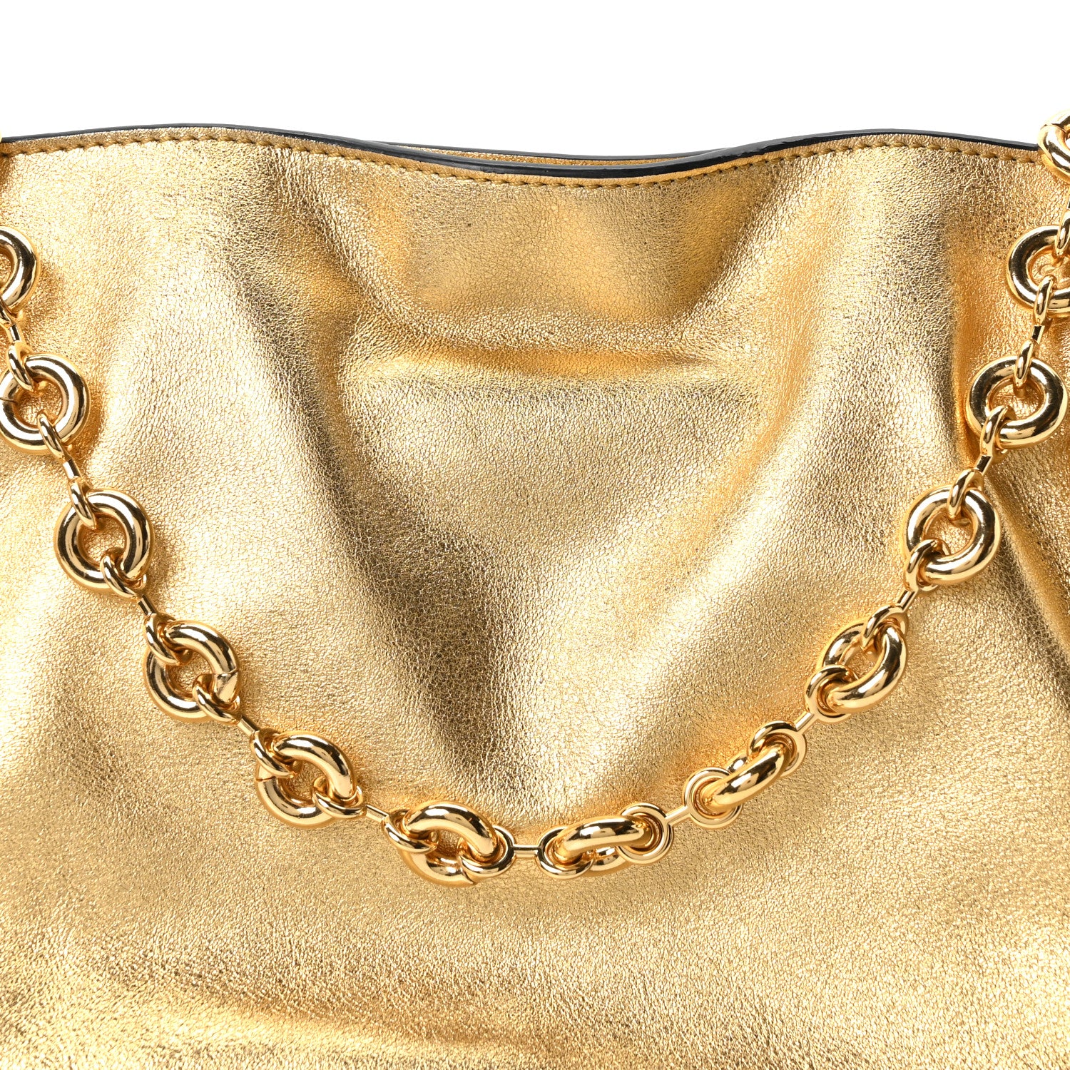 Loewe Metallic Calfskin Mini Chain Flamenco Knot Clutch Gold