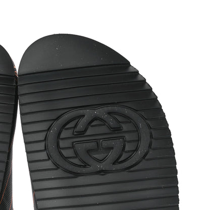 Gucci Vintage Jacquard Diagonal GG Horsebit Mens River Mule Slippers 13 Black Orange 7 of 11