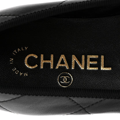 Chanel Lambskin Quilted CC Cambon Ballet Flats 36 Black White 8 of 10