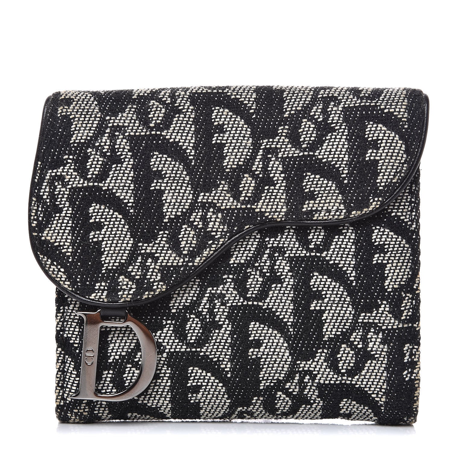 Christian Dior Monogram Compact Saddle Wallet Black 1 of 9