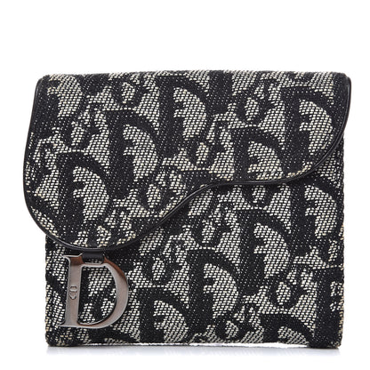 Christian Dior Monogram Compact Saddle Wallet Black 1 of 9