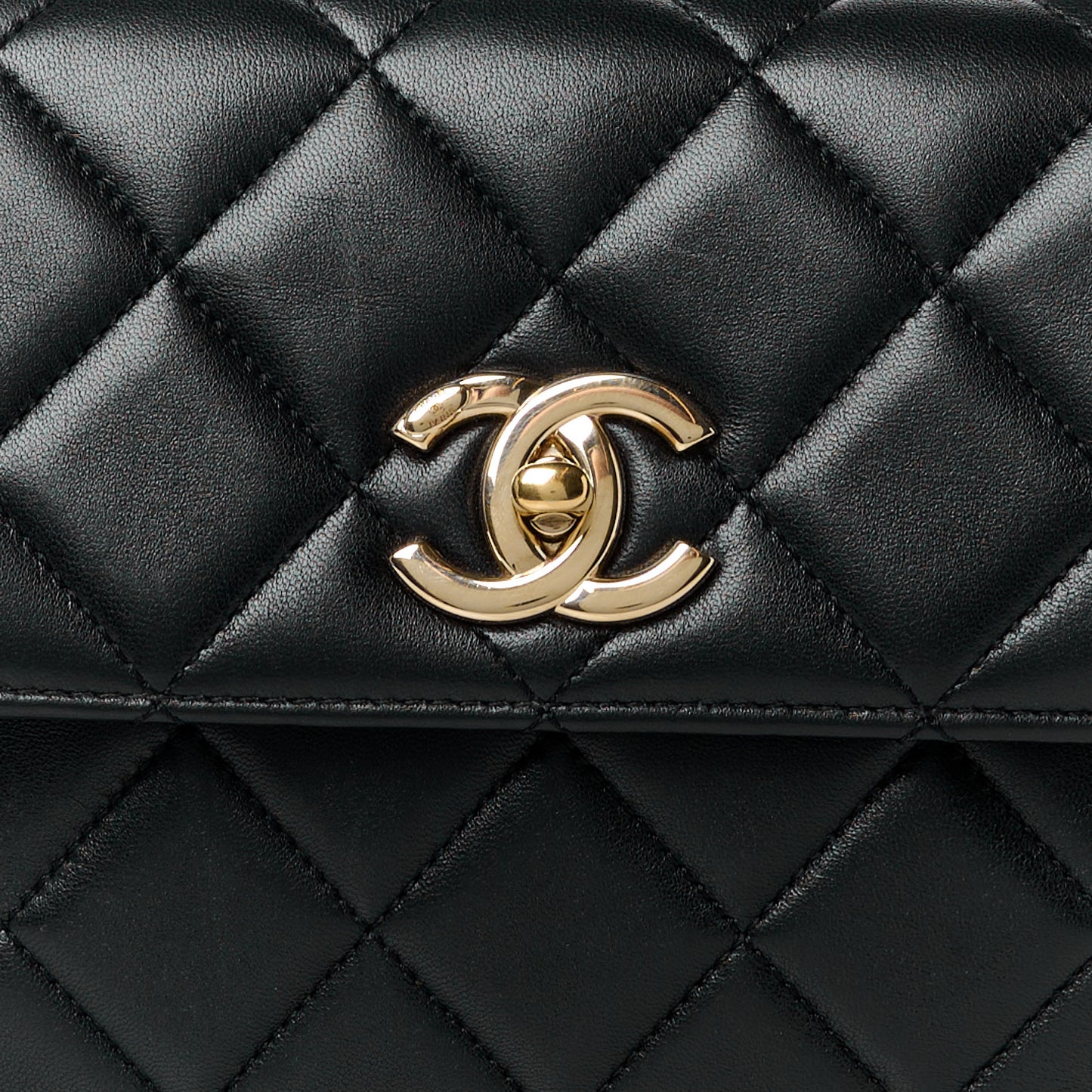 Lambskin Quilted Small Trendy CC Dual Handle Flap Bag Black