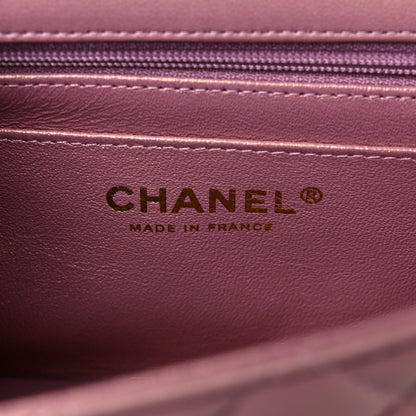 Chanel Iridescent Lambskin Quilted Mini Top Handle Rectangular Flap Pink 6 of 10