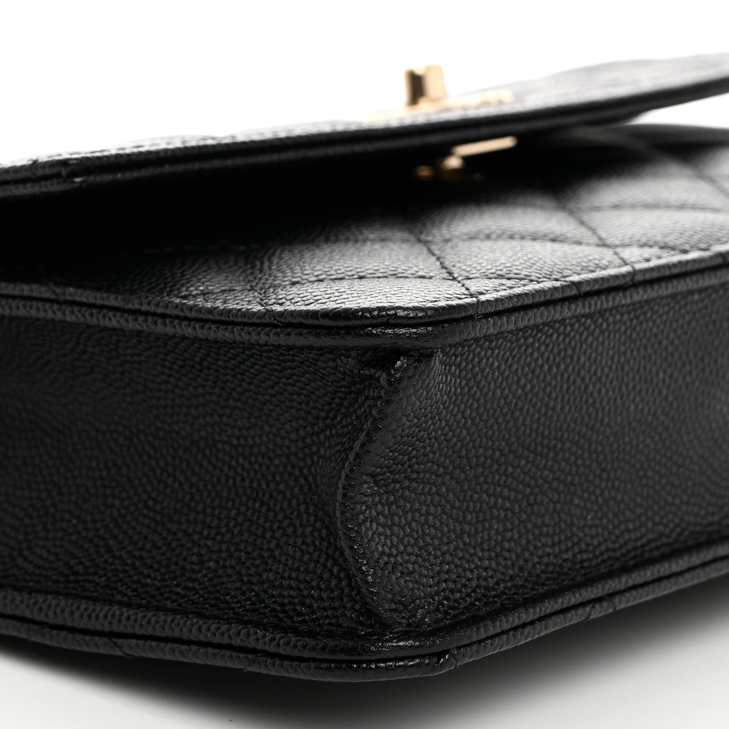 Caviar Quilted Trendy Handle Clutch With Chain Black