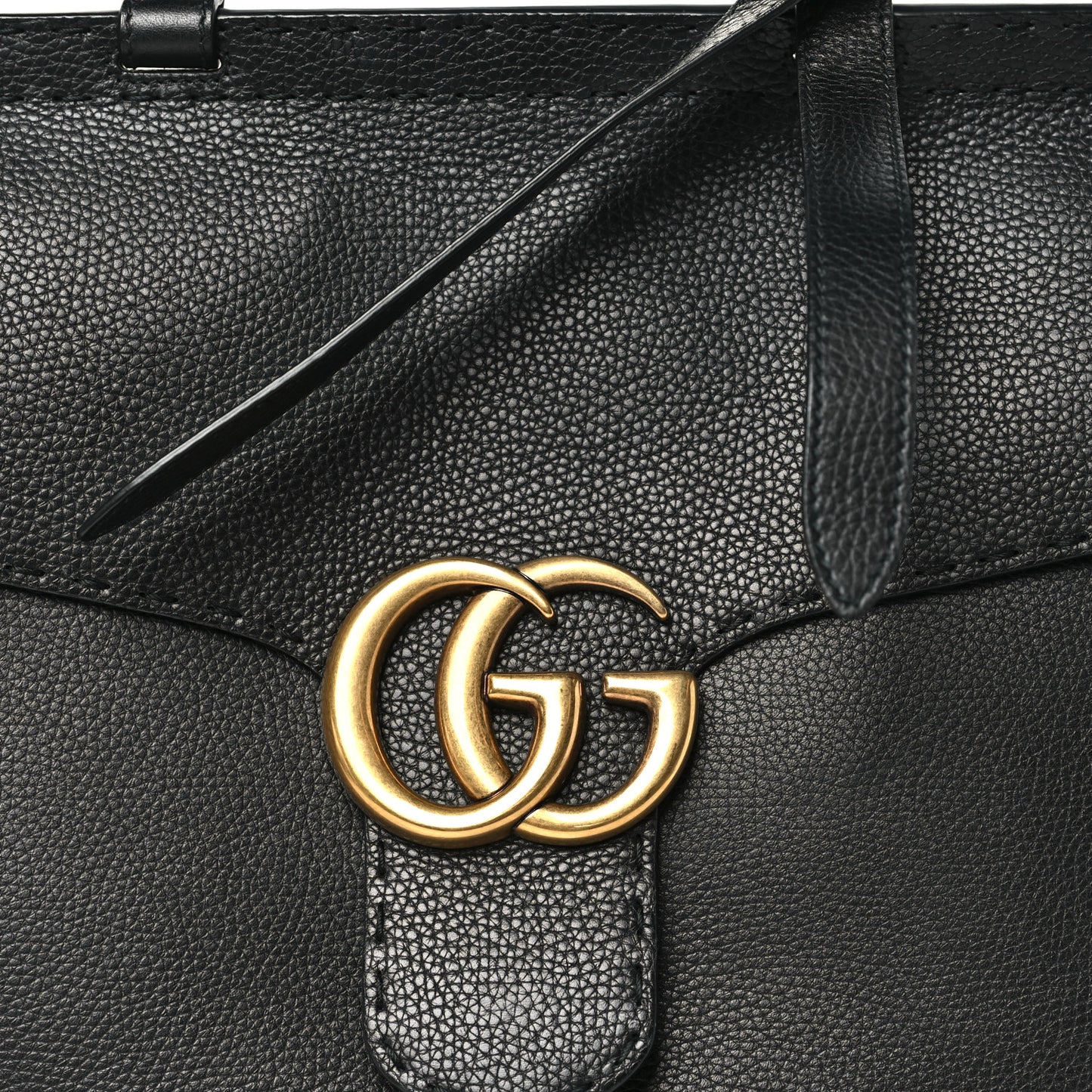Calfskin Medium GG Marmont Top Handle Bag Black