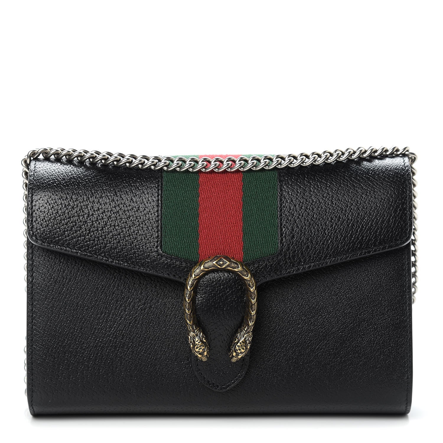 Gucci Calfskin Web Mini Dionysus Chain Wallet Black 1 of 11