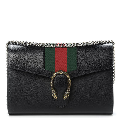 Gucci Calfskin Web Mini Dionysus Chain Wallet Black 1 of 11