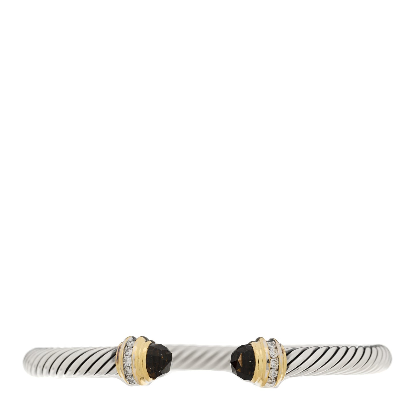Sterling Silver Diamond Smoky Quartz 5mm Cable Classics Bracelet