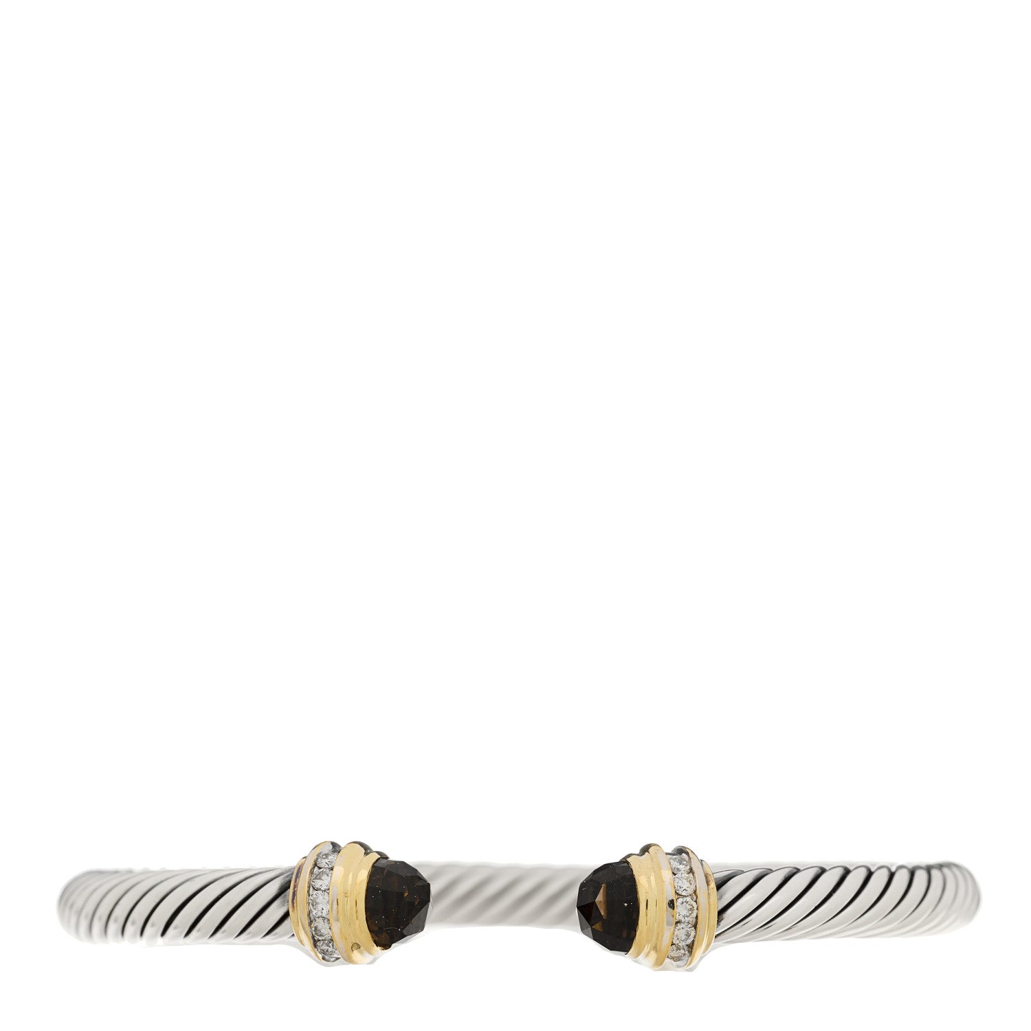 David Yurman Sterling Silver Diamond Smoky Quartz 5mm Cable Classics Bracelet 1 of 3