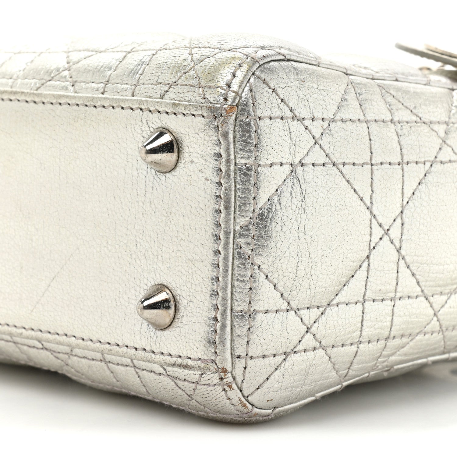 Christian Dior Metallic Grained Calfskin Cannage Small Lucky Badges My Lady Dior Silver 7 of 21