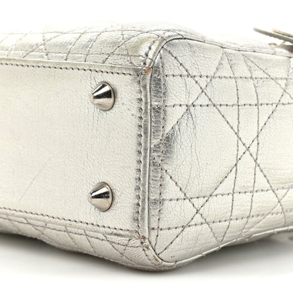 Christian Dior Metallic Grained Calfskin Cannage Small Lucky Badges My Lady Dior Silver 7 of 21
