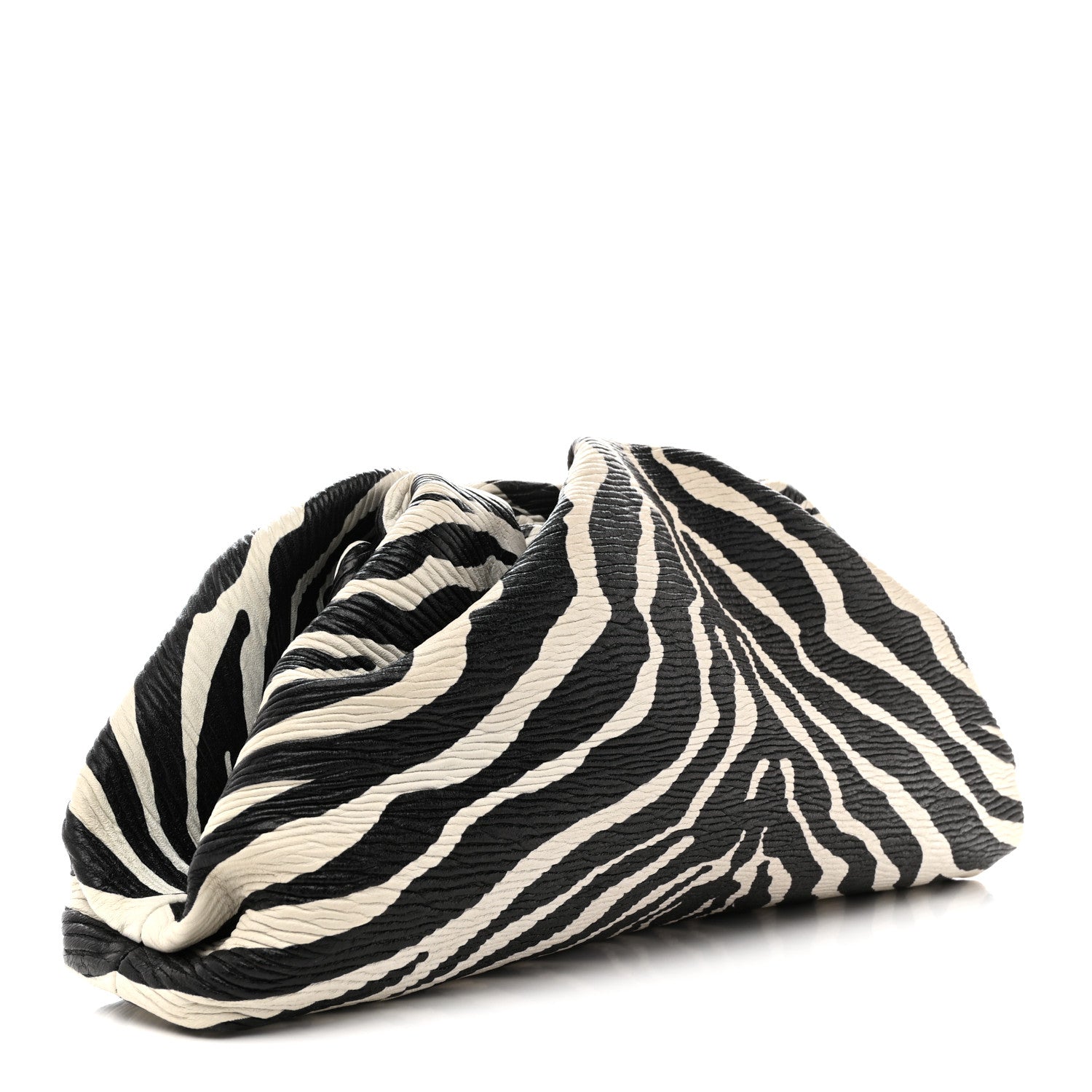 Bottega Veneta Nappa Zebra Print The Pouch Oversized Clutch White Black 3 of 13
