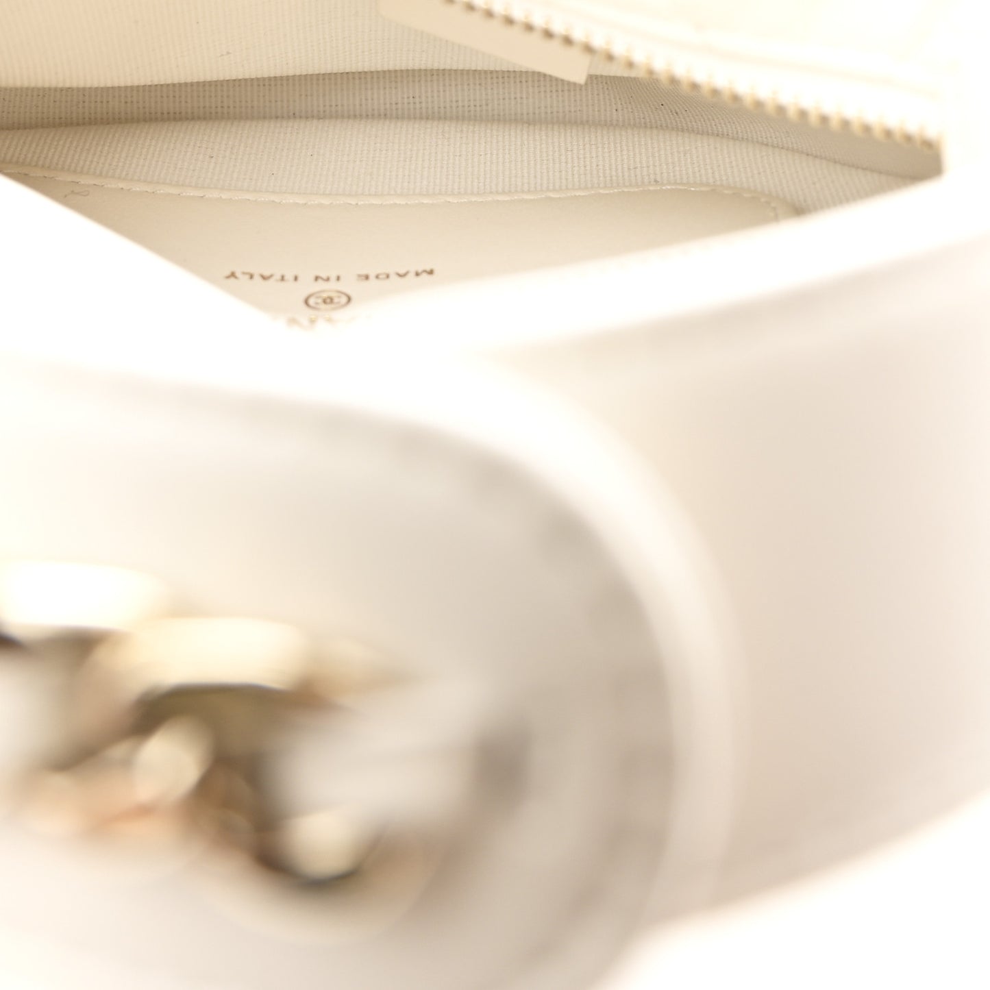 Lambskin Quilted Chain Around Pouch Hobo White