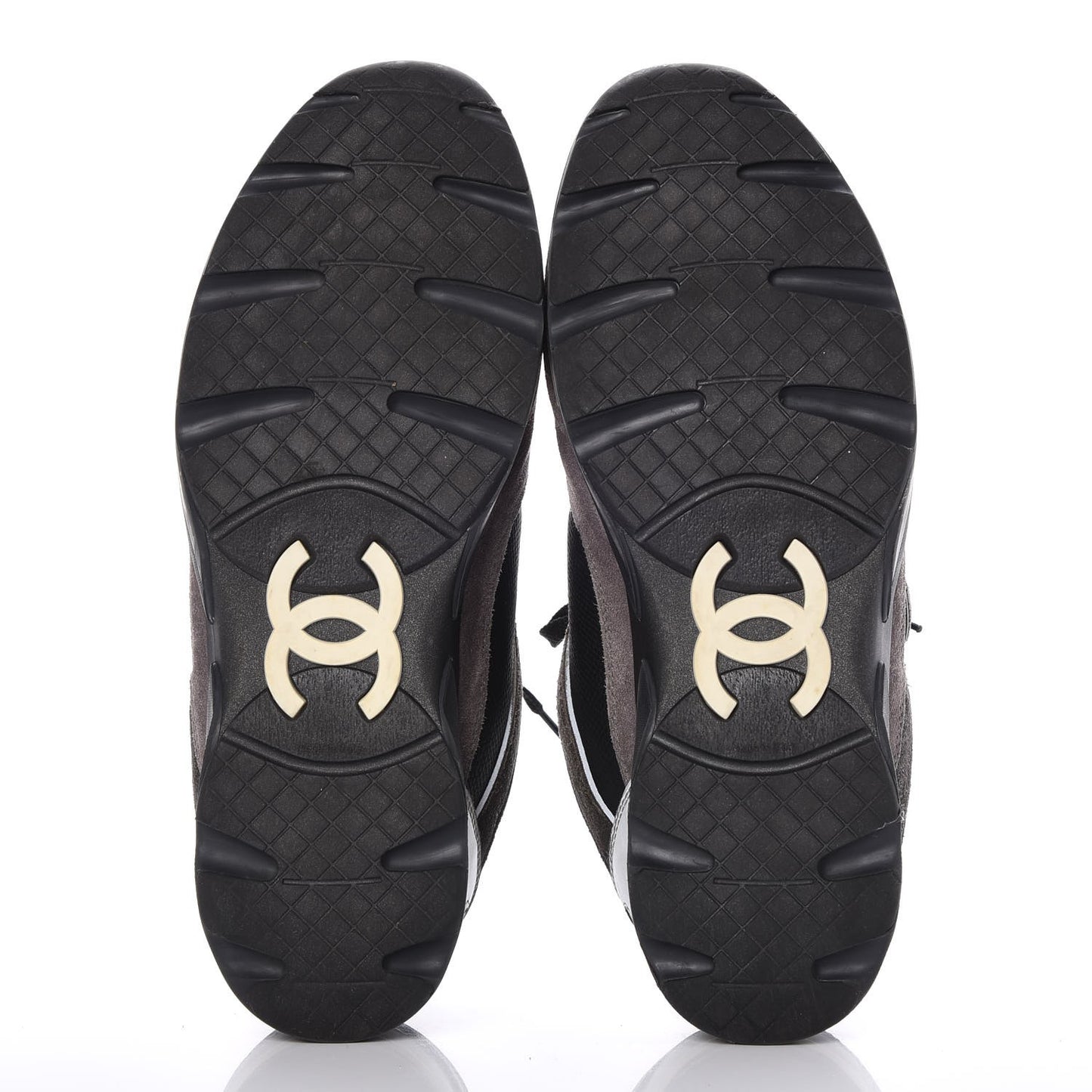 Suede Calfskin CC Sneakers 39.5 Black Grey
