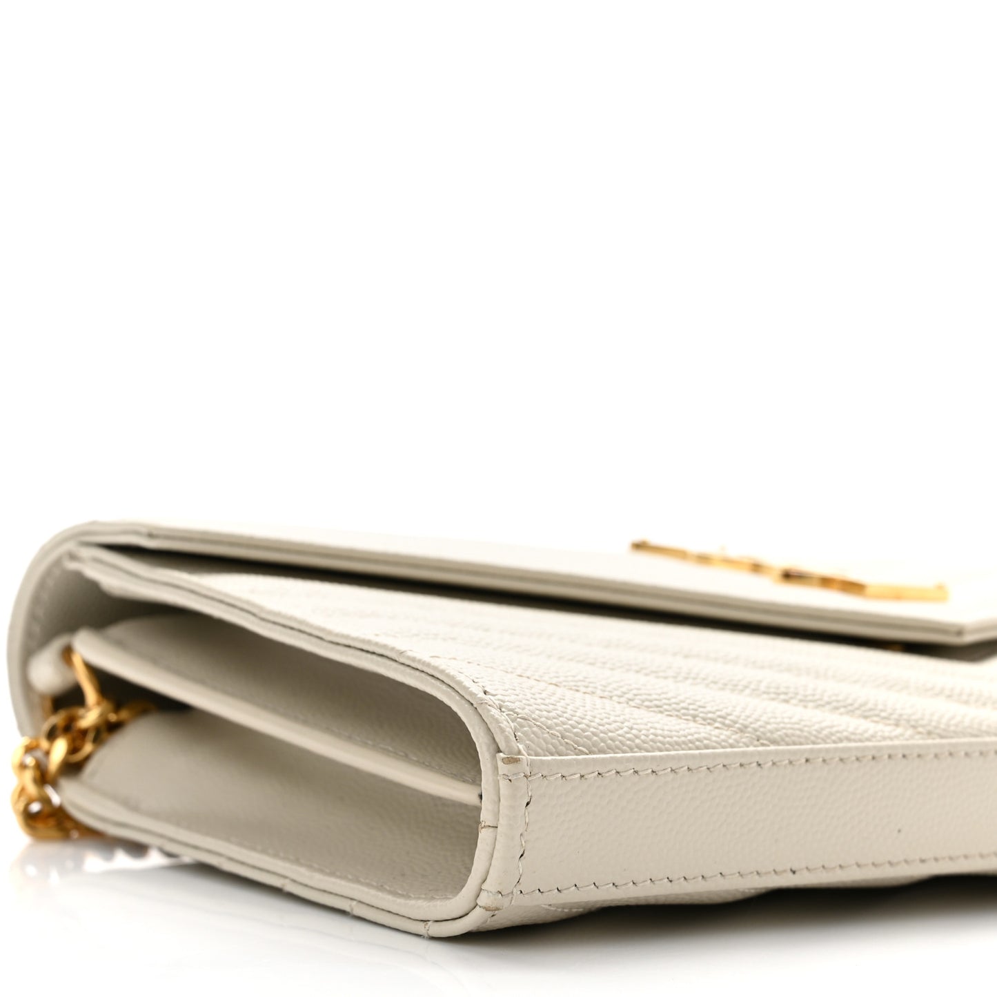 Grain De Poudre Matelasse Chevron Monogram Chain Wallet Crema Soft