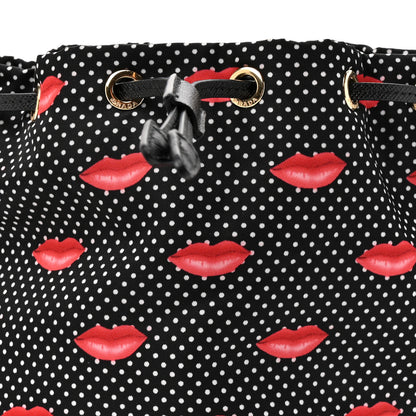 Prada Tessuto Nylon Saffiano Lips Print Bucket Wristlet Black 7 of 9