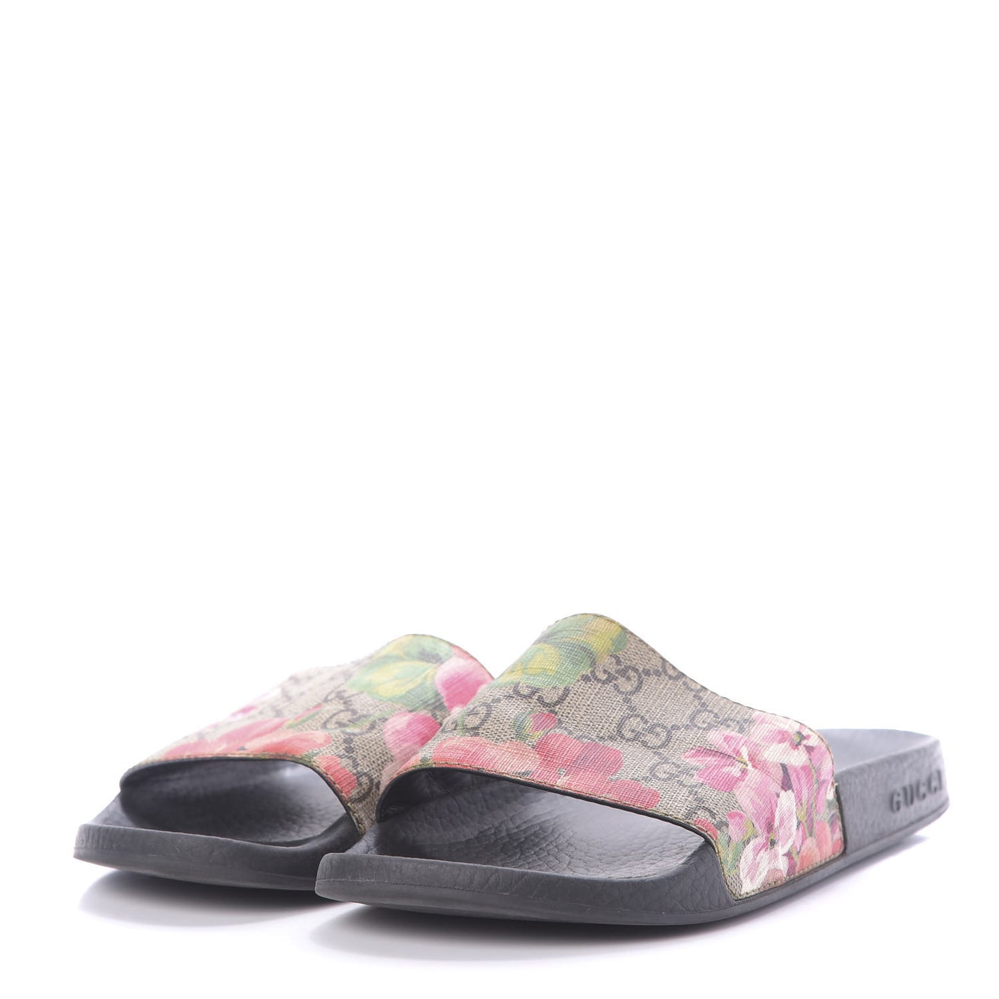 GG Supreme Monogram Blooms Slide Sandals 35 Beige Multicolor