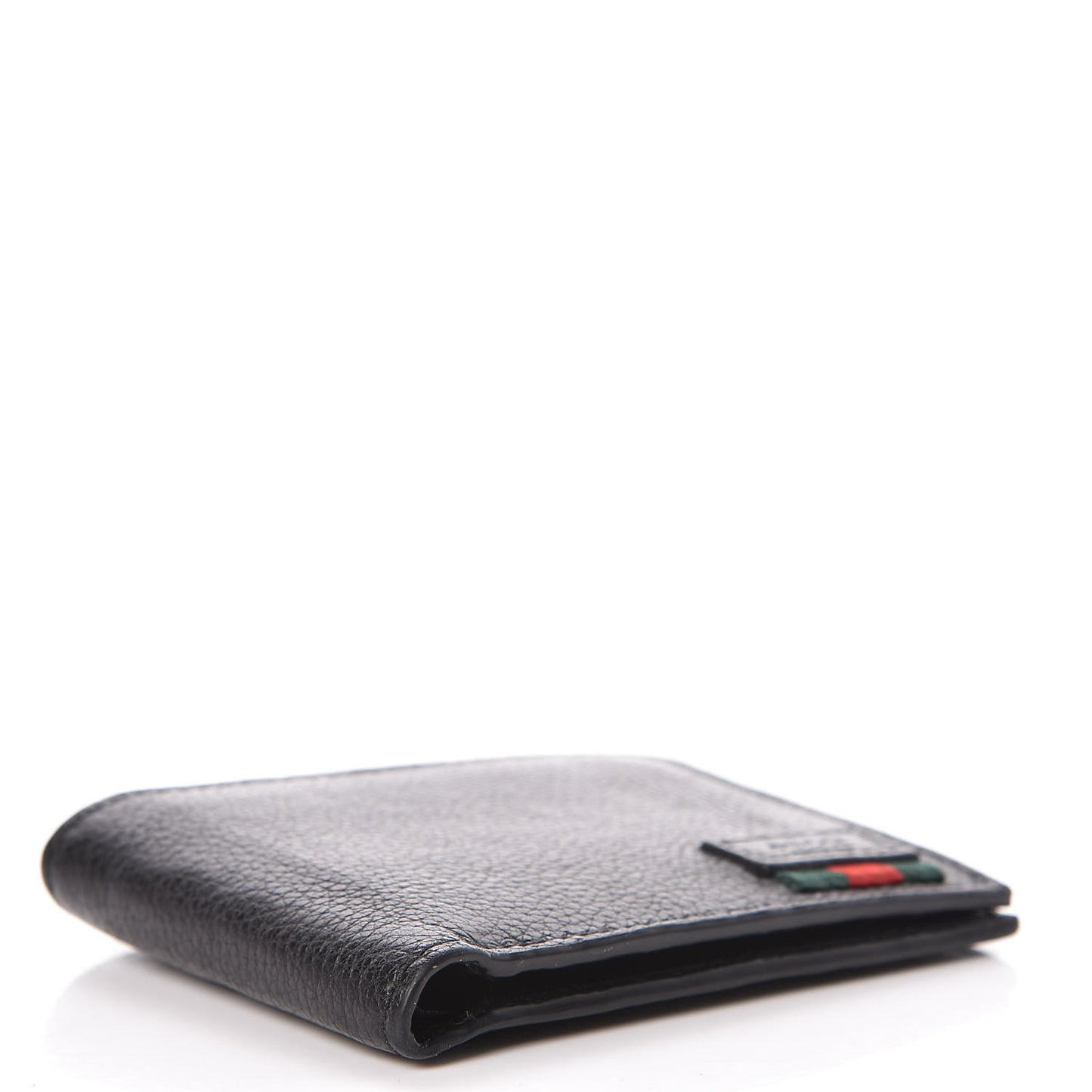 Grained Calfskin Web Bi-Fold Wallet Black