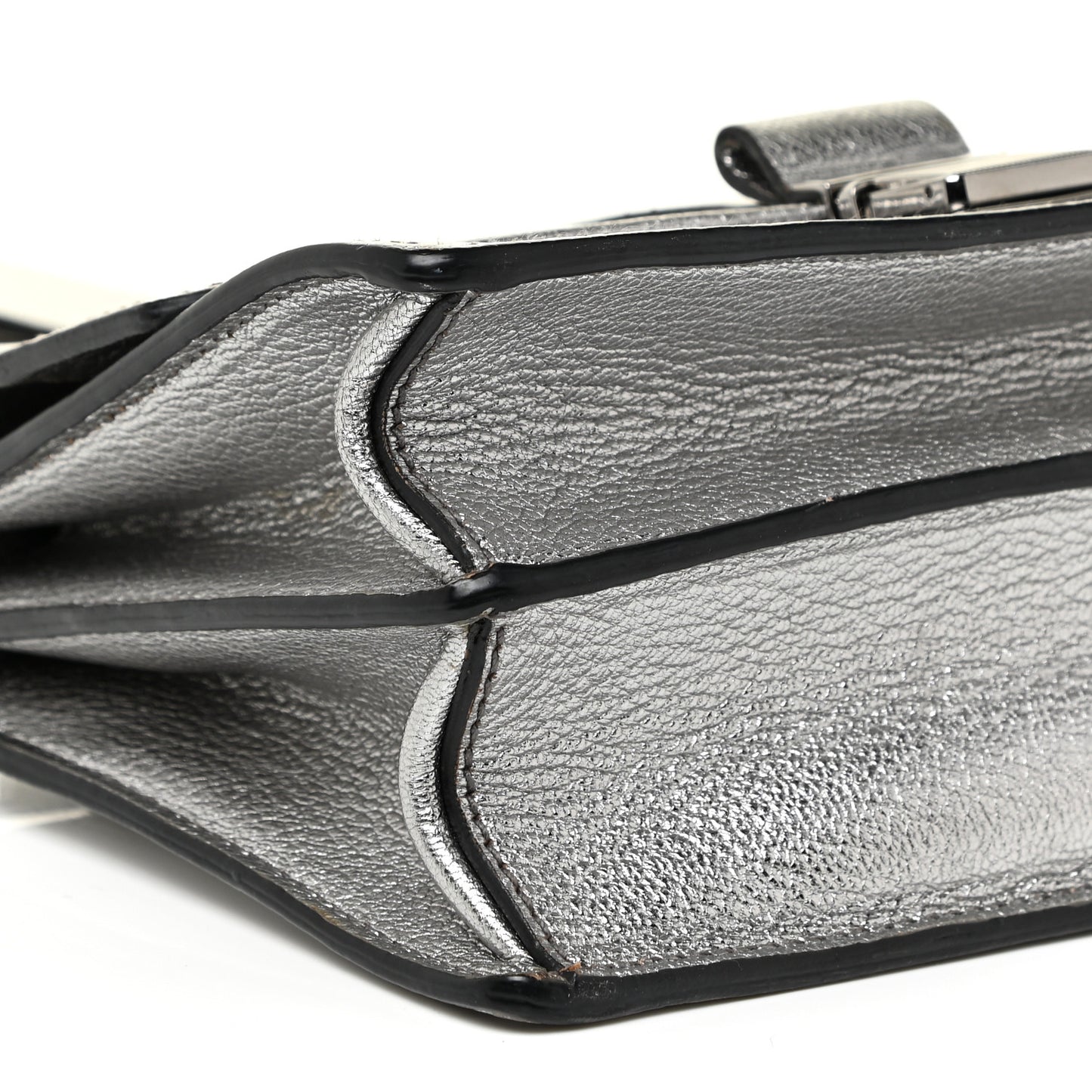 Metallic Goatskin Bandoliera Madras Shoulder Bag Chrome
