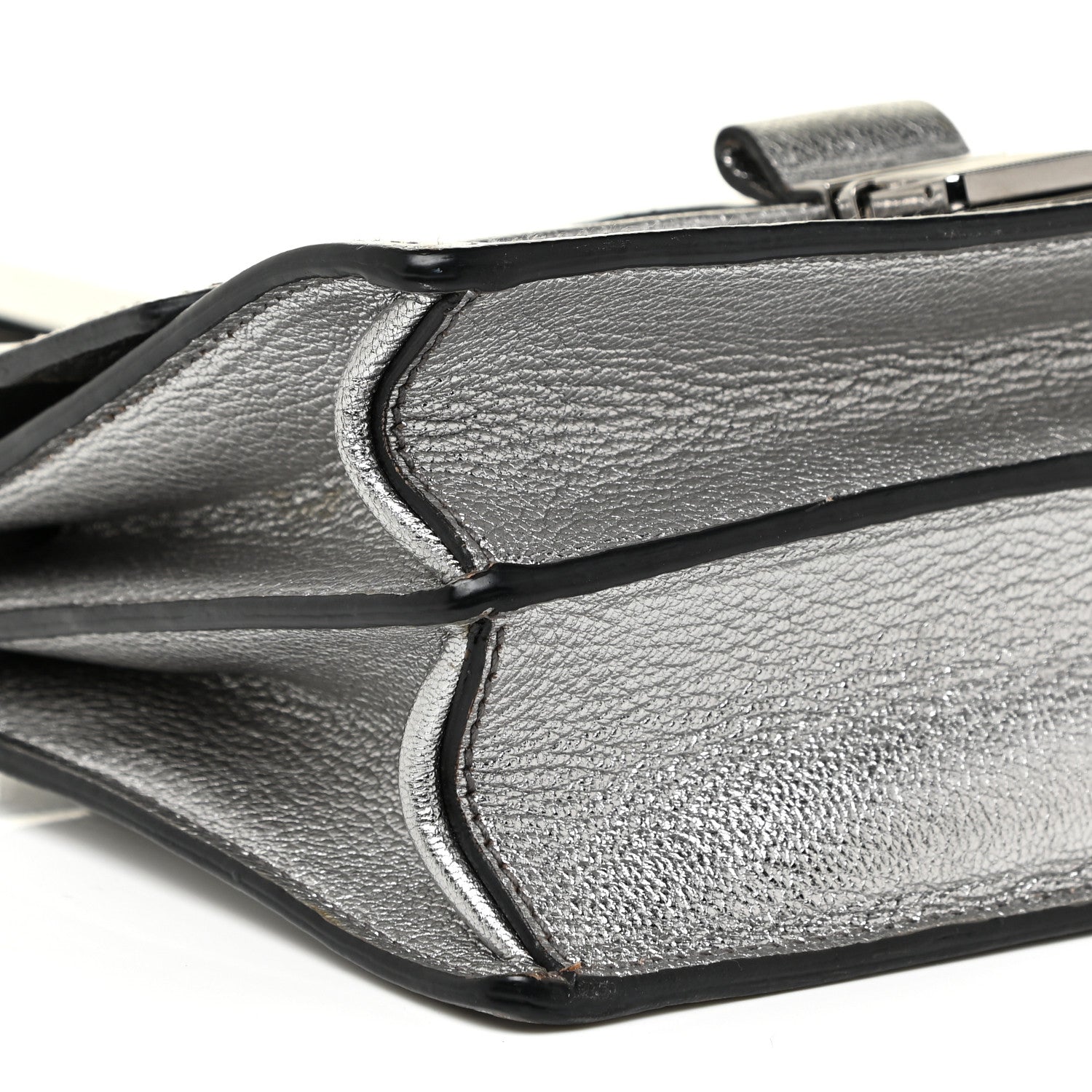 Miu Miu Metallic Goatskin Bandoliera Madras Shoulder Bag Chrome 8 of 19
