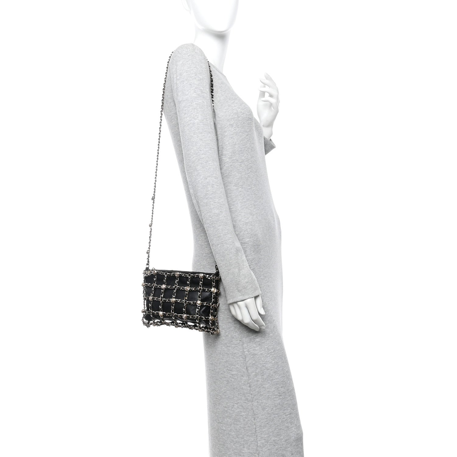 Chanel Lambskin Chain Frame Medallion Shoulder Bag Black 2 of 10