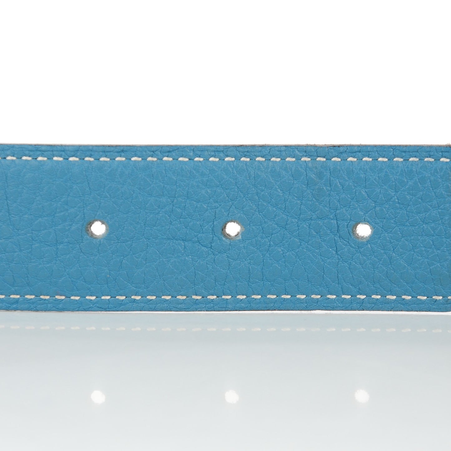 Box Taurillon Clemence 32mm H Belt 90 Black Blue Jean