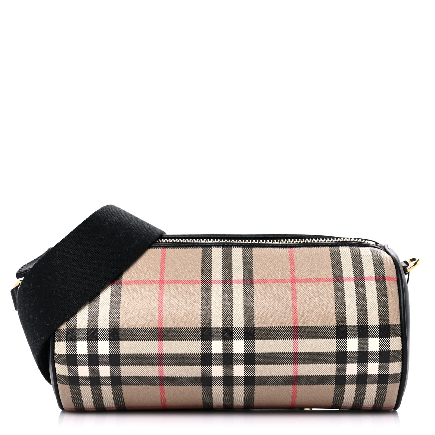 Vintage Check Calfskin Barrel Bag Beige Black