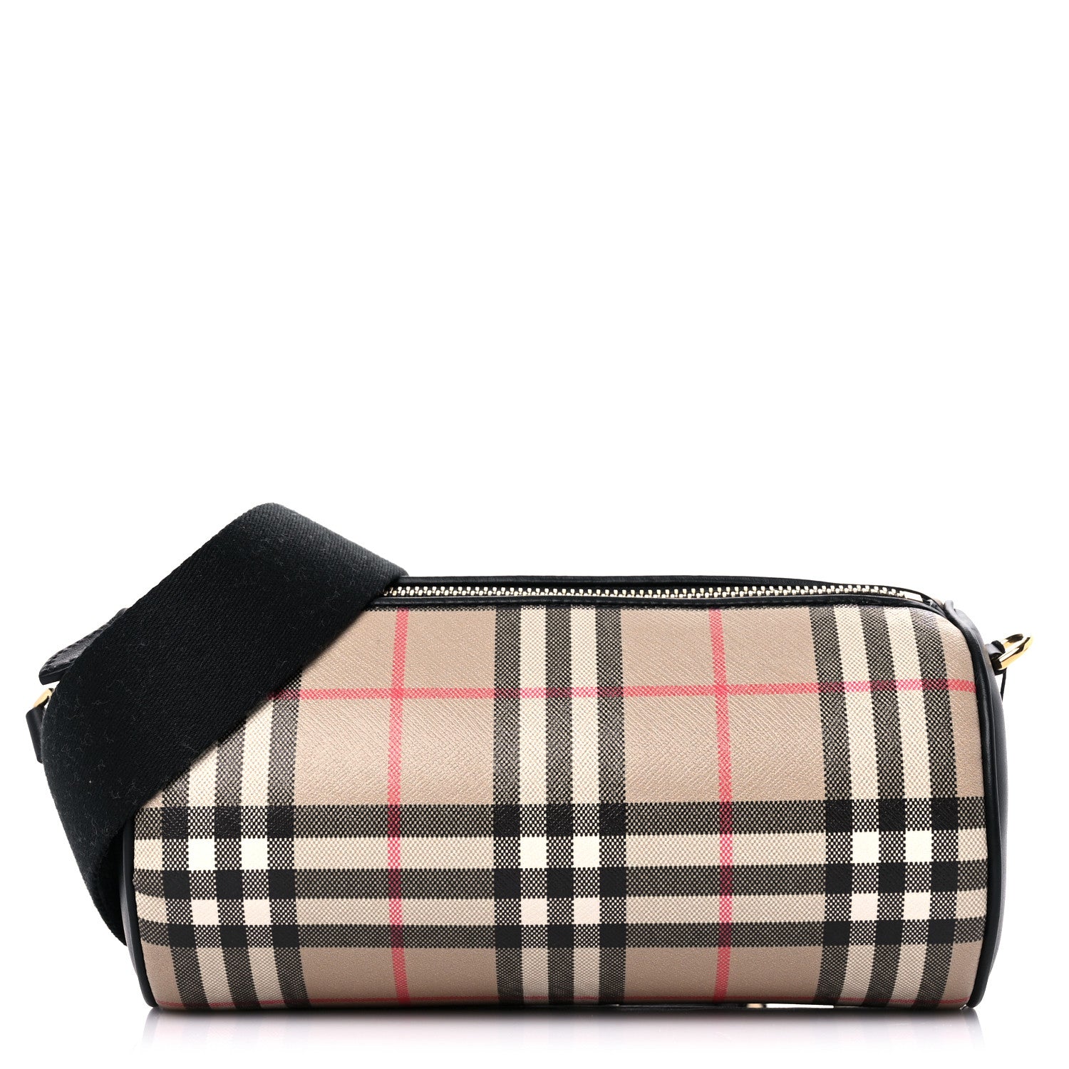 Burberry Vintage Check Calfskin Barrel Bag Beige Black 1 of 8