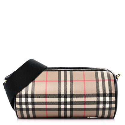 Burberry Vintage Check Calfskin Barrel Bag Beige Black 1 of 8