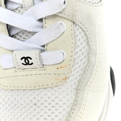 Chanel Mesh Suede Calfskin Grained Calfskin Womens CC Sneakers 36 White Black 9 of 12