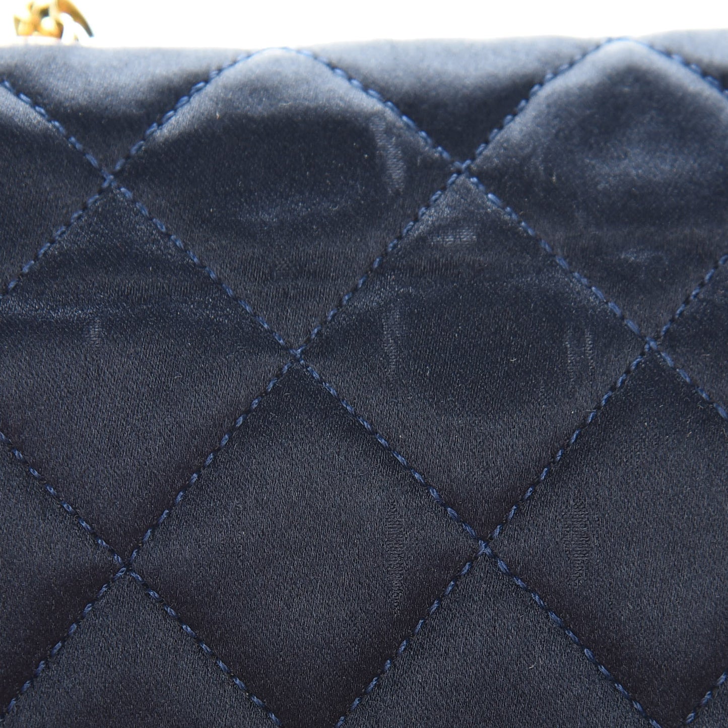 Satin Quilted Mini Evening Flap Navy