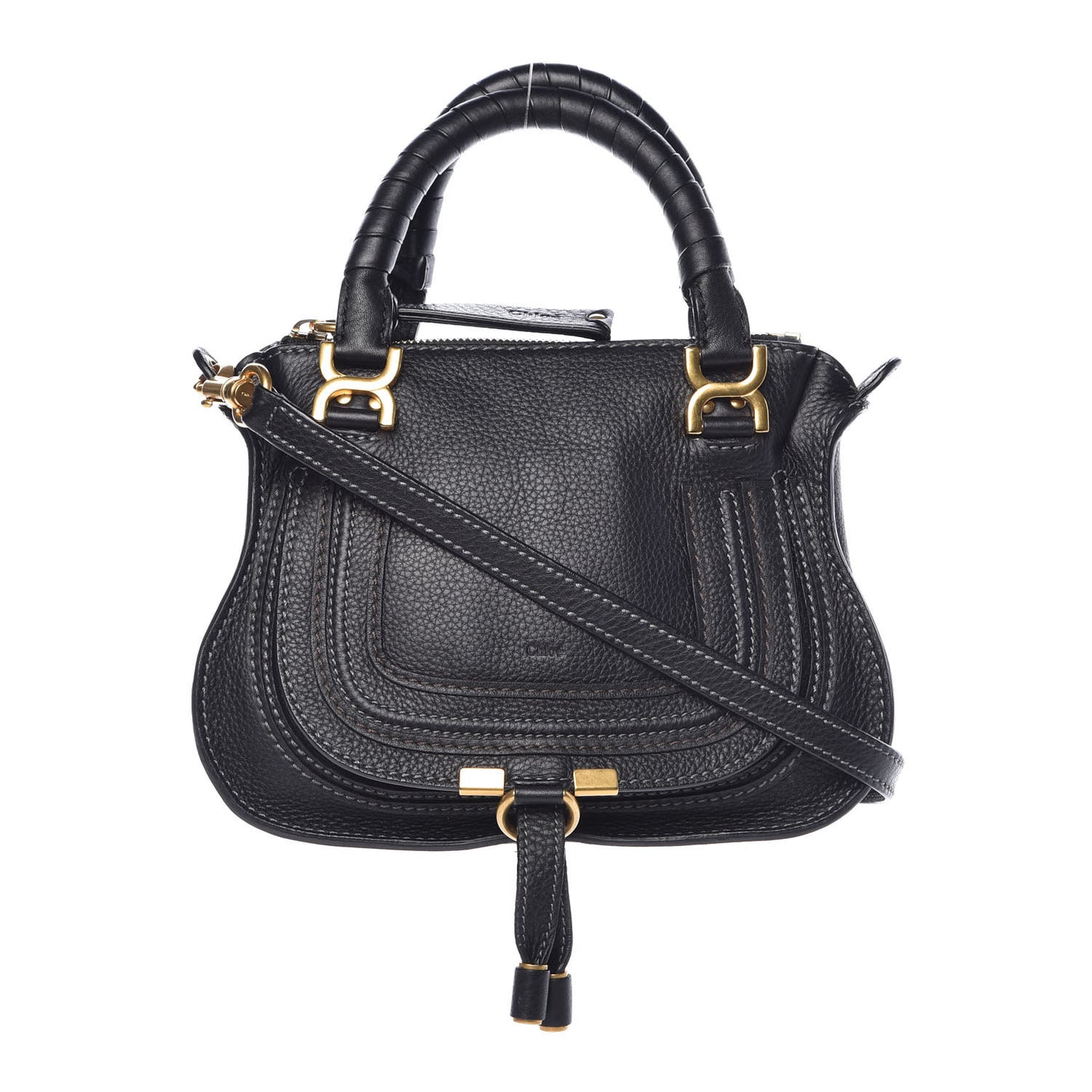 Calfskin Baby Marcie Satchel Black
