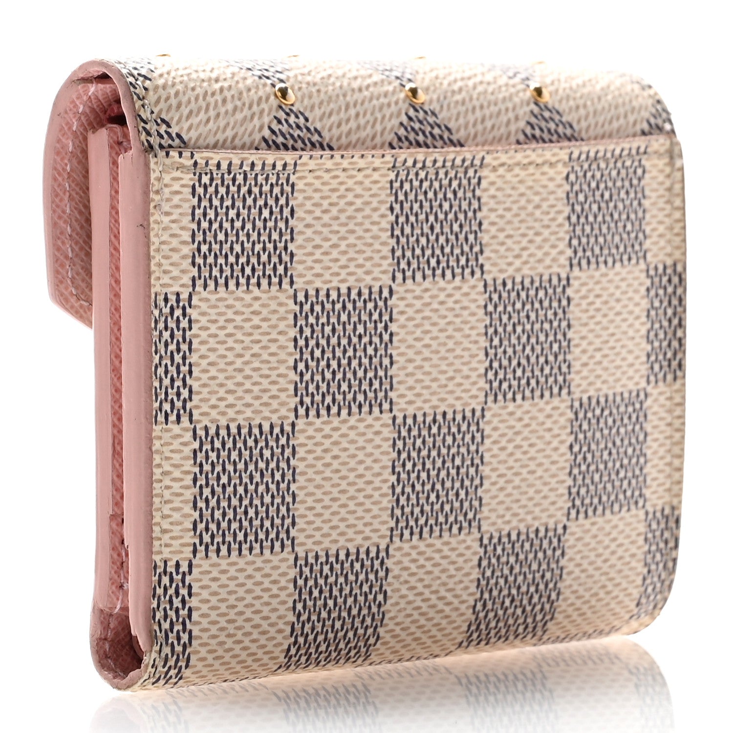 Louis Vuitton Damier Azur Studded Zoe Wallet Rose Ballerine 3 of 12
