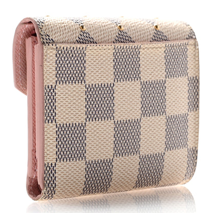 Louis Vuitton Damier Azur Studded Zoe Wallet Rose Ballerine 3 of 12