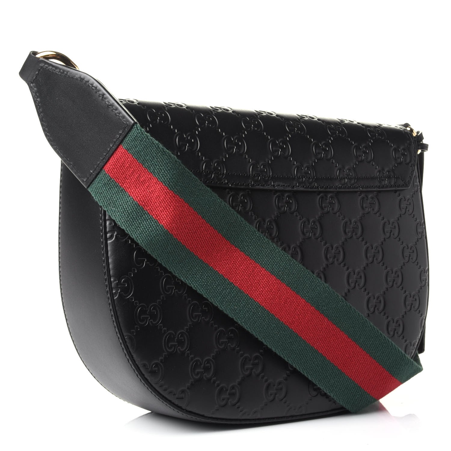 Gucci Guccissima Web Medium Padlock Messenger Shoulder Bag Black 2 of 4