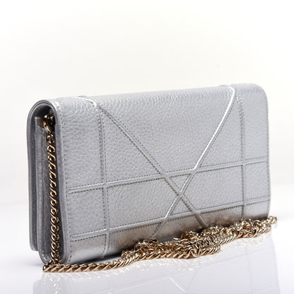 Christian Dior Metallic Grained Calfskin Diorama Croisiere Chain Wallet Silver 2 of 10