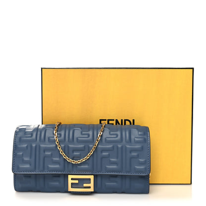 Fendi Nappa Matisse FF Embossed Continental Wallet On Chain Mirto 11 of 11