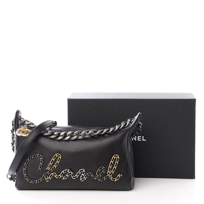 Chanel Calfskin Chain 20s Signature Hobo Black 9 of 9