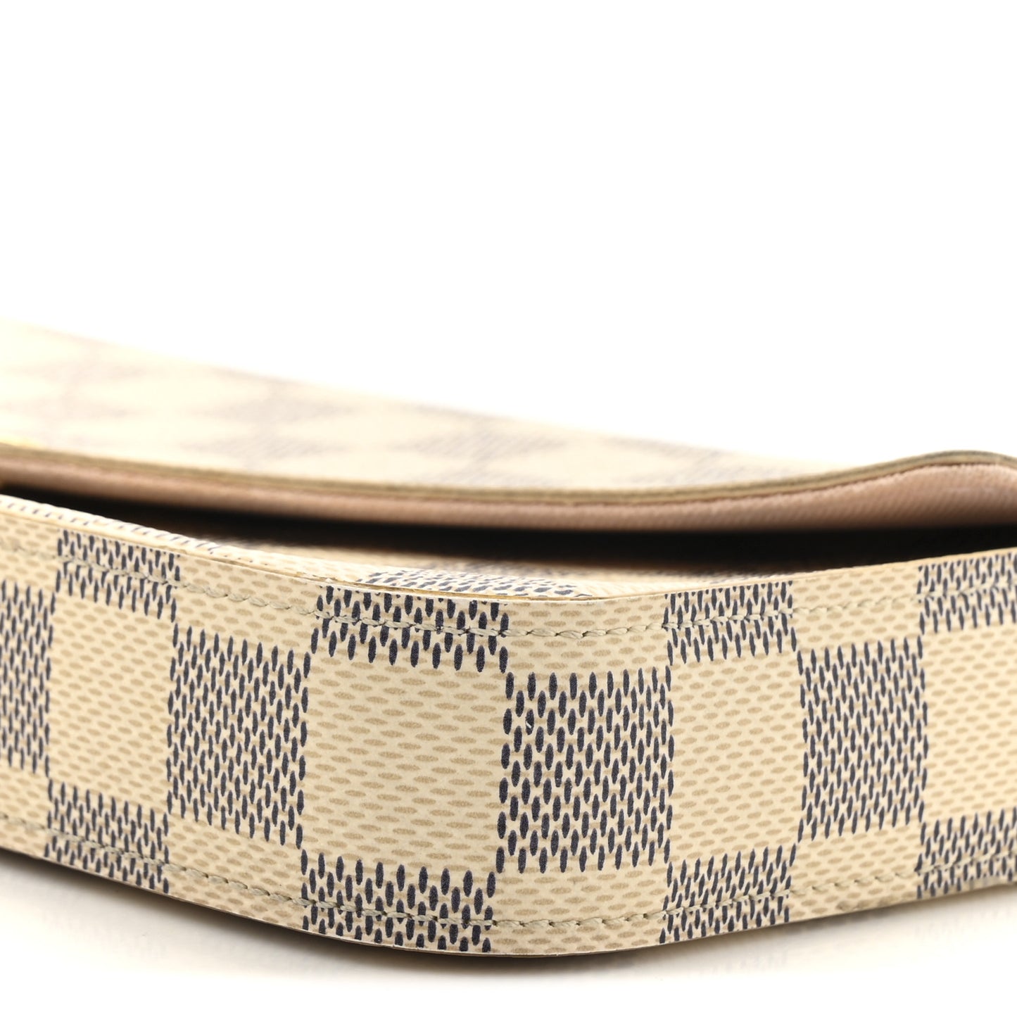 Damier Azur Pochette Felicie Chain Wallet Rose Ballerine
