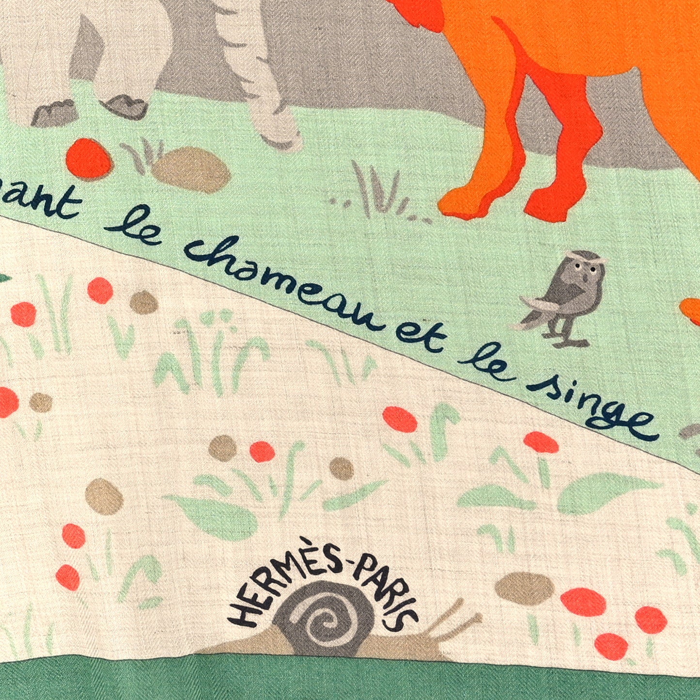 Cashmere Silk Le Livre D'Esope Shawl 140 Naturel Vert Rose