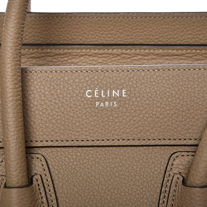 Celine Drummed Calfskin Micro Luggage Dune 7 of 9
