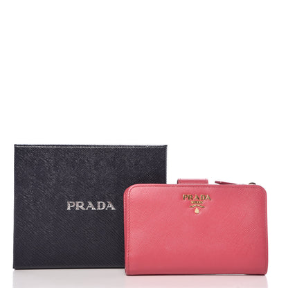 Prada Saffiano Metal Compact Wallet Peonia 8 of 8